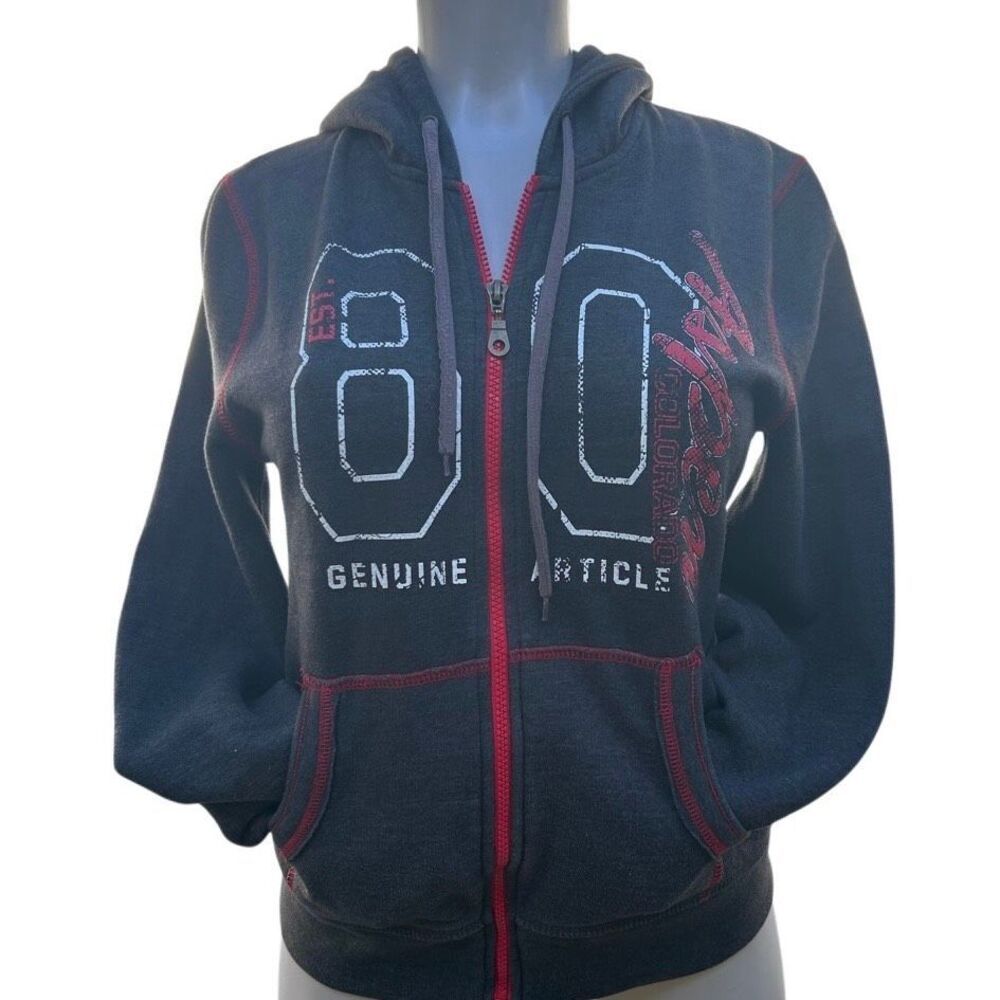 Prairie Mountain Hoodie Sweatshirt Women's Small Gray Aspen Colorado Full Zip